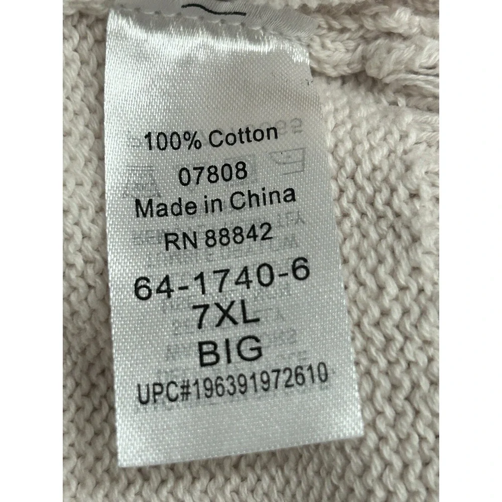 Liberty Blues by KingSize Men's Big & Tall Shoreman'S Quarter Zip Cable Knit 7XL
